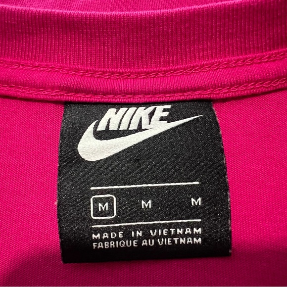 Nike Womens Athletic Top M Pink Zebra Swoosh Cinched Waist Long Sleeve Cotton C8 - Picture 5 of 5